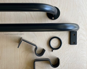 Black French Curved Iron Drapery Hardware Set