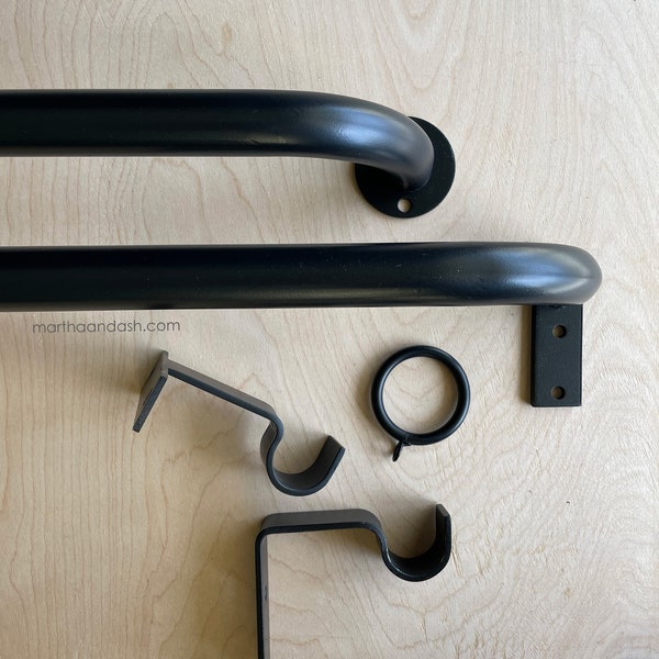 Black French Curved Iron Drapery Hardware Set