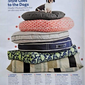 Blue Grey Ticking Stripe Dog Bed Cover Six colors and monogram option. image 4