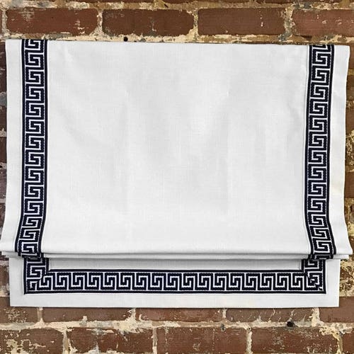 Greek Key Roman Shade 30 Linen Color Options 13 Greek Key Etsy