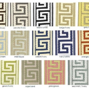 85 96L Greek Key Panel Solid Linen with Greek Key Tape Trim Choose from 28 Colors Blackout Lined custom curtains image 3