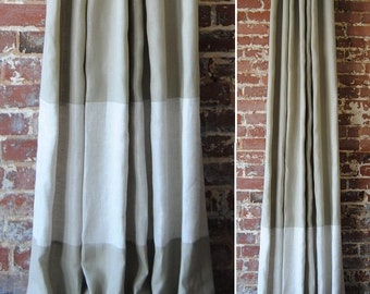 84" Banded Panel - custom curtains - 28 color options - linen fabric - blackout lining