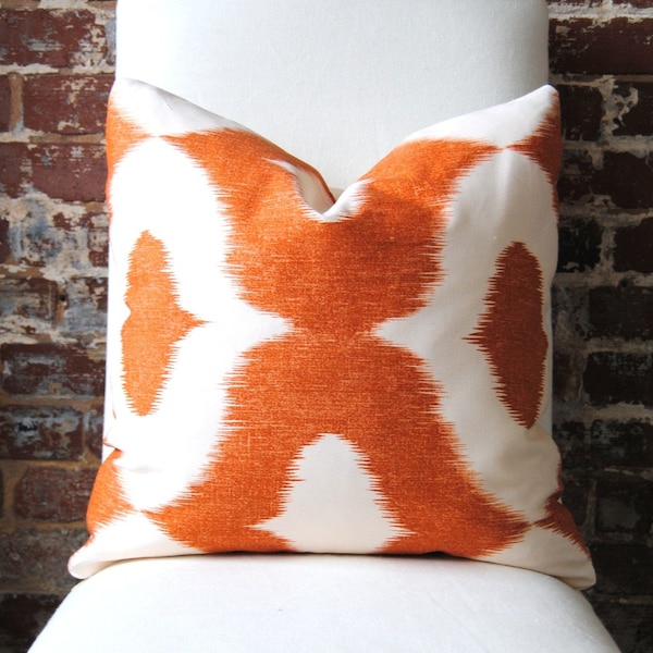 Decorator Fabric - Ikat print in Orange - Dalesford by Duralee - 20"x20"