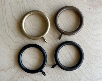 Iron Ring with eyelet - three finishes - for use with drapery hooks. Five sizes. High Quality