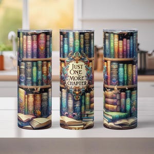 Vaso de estantería/Regalo para amantes de los libros, Lector acogedor, Vaso de villano de 20 oz de acero inoxidable