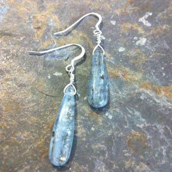 Chakra Balancing Blue Kyanite Earrings, Sterling Silver,  Healing Jewelry