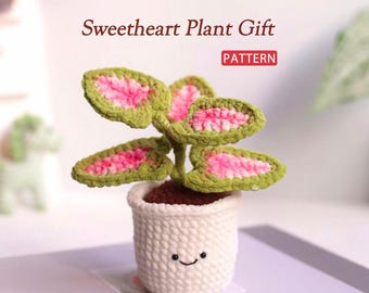 Florida Sweetheart Caladium PDF Pattern– Botanical Crochet Pots for Home Decor – Beginner-Friendly Gift for Mother’s Day or Housewarming