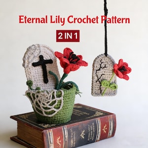 Gothic Crochet Pattern | Dark Romance Eternal Lily Tombstone Amigurumi | Love Decor PDF | Halloween Gift