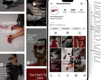 Instagram Template Kit: Red Theme Canva Bundle (Digital Download)