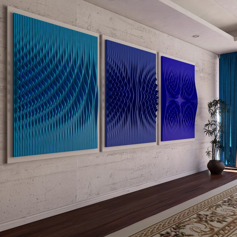 Parametric Wall Art Set – 3D Modern Panel Trio, Custom RAL Color ...