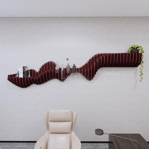 Parametric Wall Shelf: Fluid Wood Sculpture, Modern Floating Furniture, Custom RAL Color