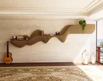 Parametrische wandplank: moderne houten decoratieve zwevende plank