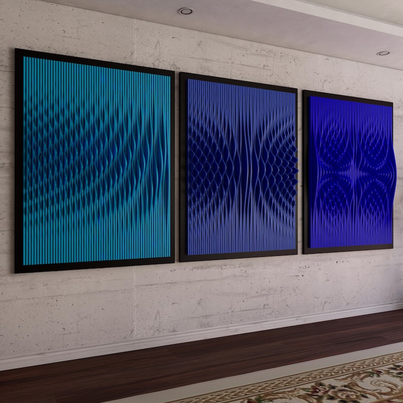 Parametric Wall Art Set – 3D Modern Panel Trio, Custom RAL Color ...