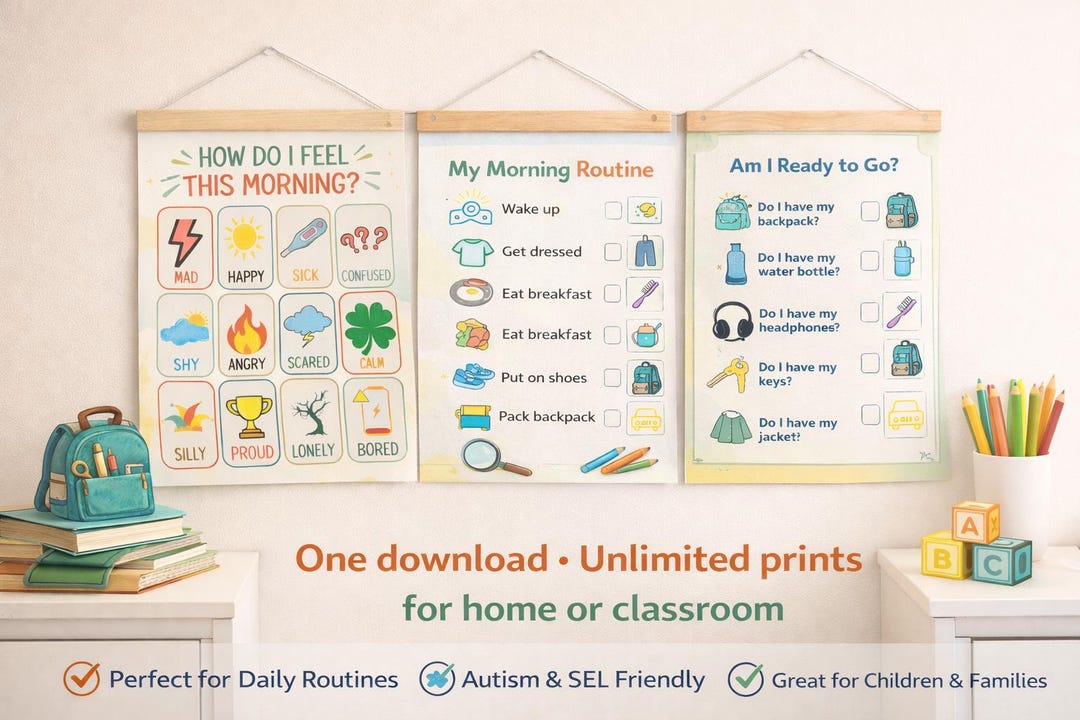 Morning Routine Visual Schedule for Autism ADHD Kids | 7 Printable ...