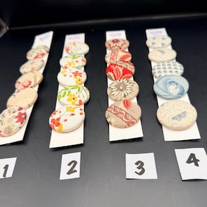 1.5” fabric covered buttons, designer fabrics, set of 5