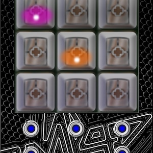 May include: A black and white digital interface with the text "Modular for the Masses" and "EasyEi8ht". It features buttons labeled "Clock In", "Reset", "Cfg", "Free", and "Clock Out". The interface has a grid of buttons and a circuit board design.