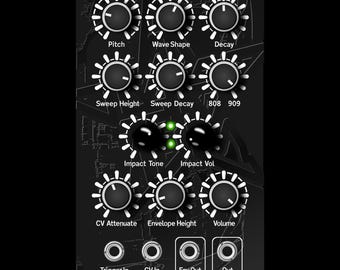 DoublePlusBass Eurorack Module: 808/909 Kick Drum Synthesizer