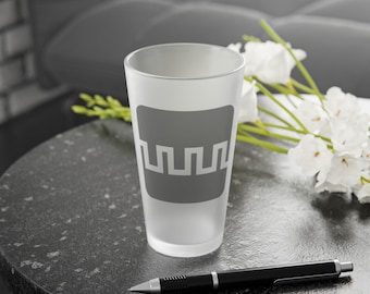 Square Wave Frosted Pint Glass, 16oz Synthesizer Oscillator