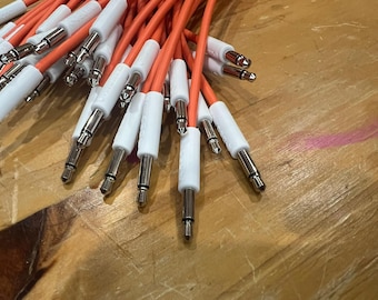 Two-Tone Eurorack Patch Cables (Orange & White) - Golden Shrimp Guild x Hive Mind Synthesis