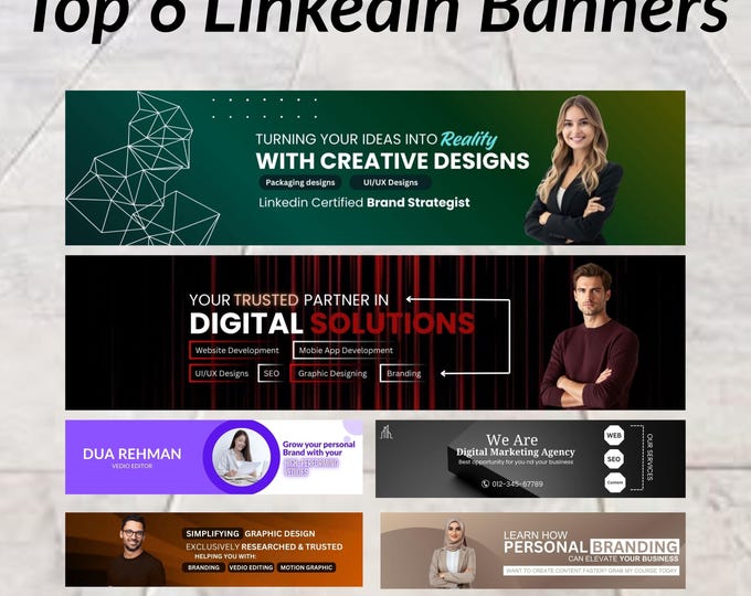Linkedin Editable Frame 6 Editable Linkedin Banner Templates | Digital Download Professional ...