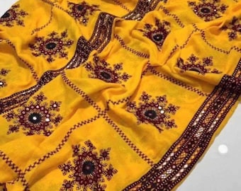 sindhi embroidery Chadar Swiss Lawn | Full Heavy Machine Work Dupatta | Full Size Trending Ladies Shawl