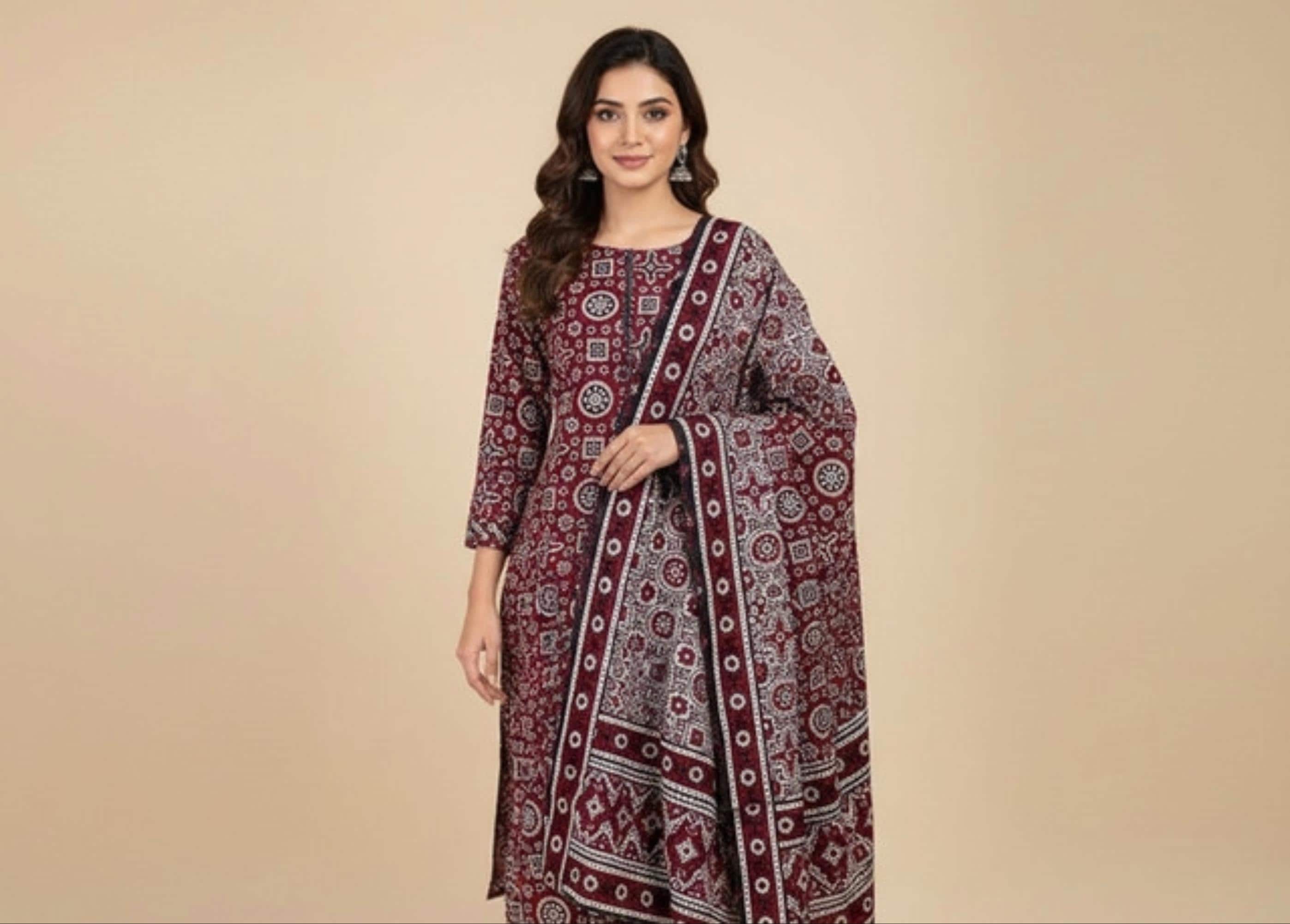 Sindhi Ajrak Suit - Etsy