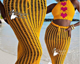 Crochet v-stitch mesh beach cover up skirt | pdf downloadable pattern