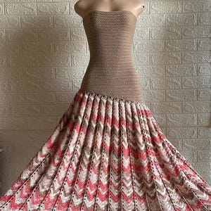 Crochet Pleated Ruffle Dress / Gown