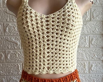 Crochet granny stitch v-neck tank top / vest PDF (Digital Download)