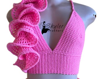 Crochet ruffle bralette top PDF (Digital Download)