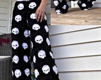 Patrón de pantalón de calavera a crochet / Diseño espeluznante de Halloween (Patrón PDF)