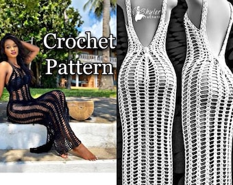 Crochet bare back beach cover up dress (pdf pattern)