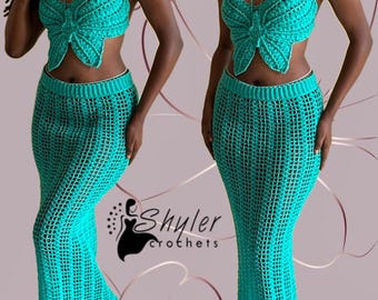 Crochet shell mesh maxi skirt PDF (Digital Download)