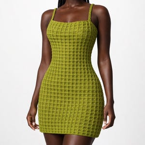 Waffle stitch crochet dress with braided straps PDF (Digital Download)