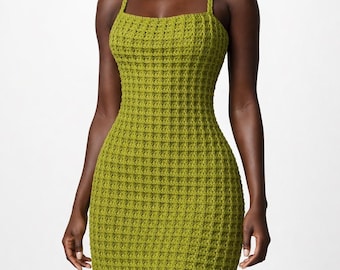 Gehäkeltes Kleid mit Waffelmuster und geflochtenen Trägern PDF (Digital Download)