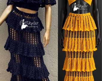 Crochet Layered Maxi Boho Beach Skirt | pdf downloadable pattern
