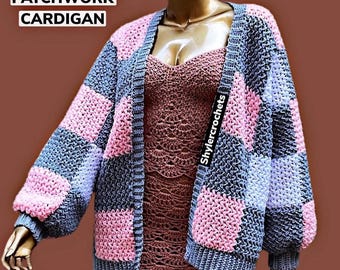 Crochet patchwork cardigan | pdf downloadable pattern