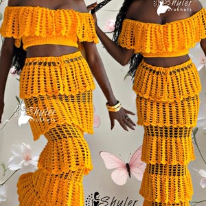 Maxi jupe de plage bohème superposée au crochet | Patron pdf téléchargeable image 1