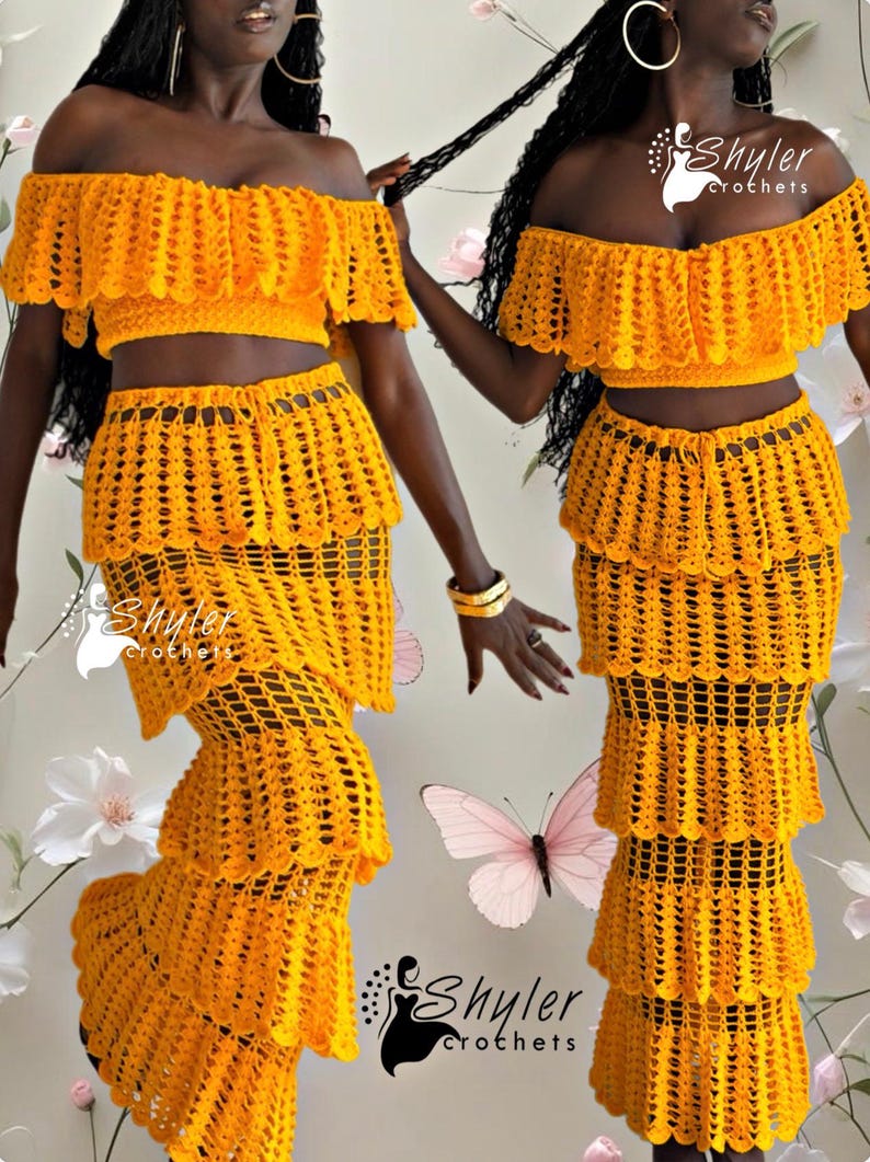 Maxi jupe de plage bohème superposée au crochet | Patron pdf téléchargeable image 1