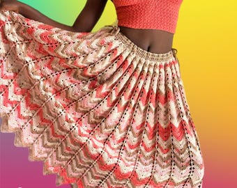 Crochet pleated skirt with chevron / ripple pattern | pdf downloadable pattern