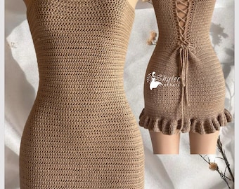 Vestido ajustado con volantes de crochet (PDF) (Descarga digital)