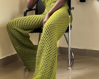 Wide leg granny stitch crochet pants (PDF Download)