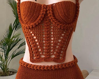 Haut en corde tressée au crochet