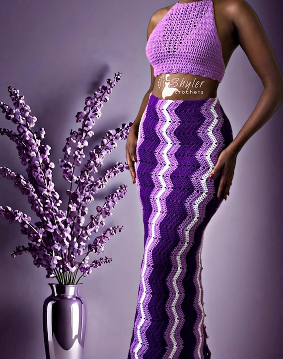 Ocean Waves Chevron / Ripple Stitch Crochet Maxi Skirt - Etsy