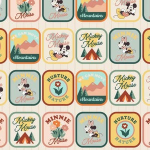 Mickey & Minnie Patches Fabric by the 1/2 yard 734555