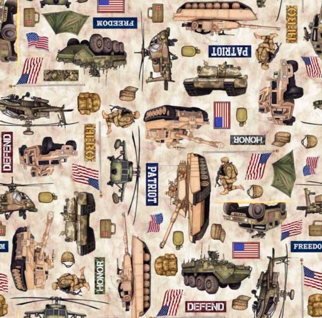 QT Patriot Army Allover Cream FABRIC by the 1/2 Yard 260030937A - Etsy
