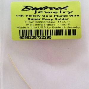 14K Yellow Gold Plumb Solder Wire - 24 Gauge, 3 Inches