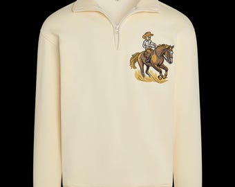 Horse Embroidery Quarter Zip Sweatshirt
