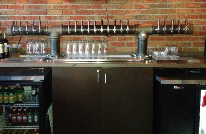 20 Tap Custom Draft Beer Tower Double T Style Black Iron Pipe | Etsy