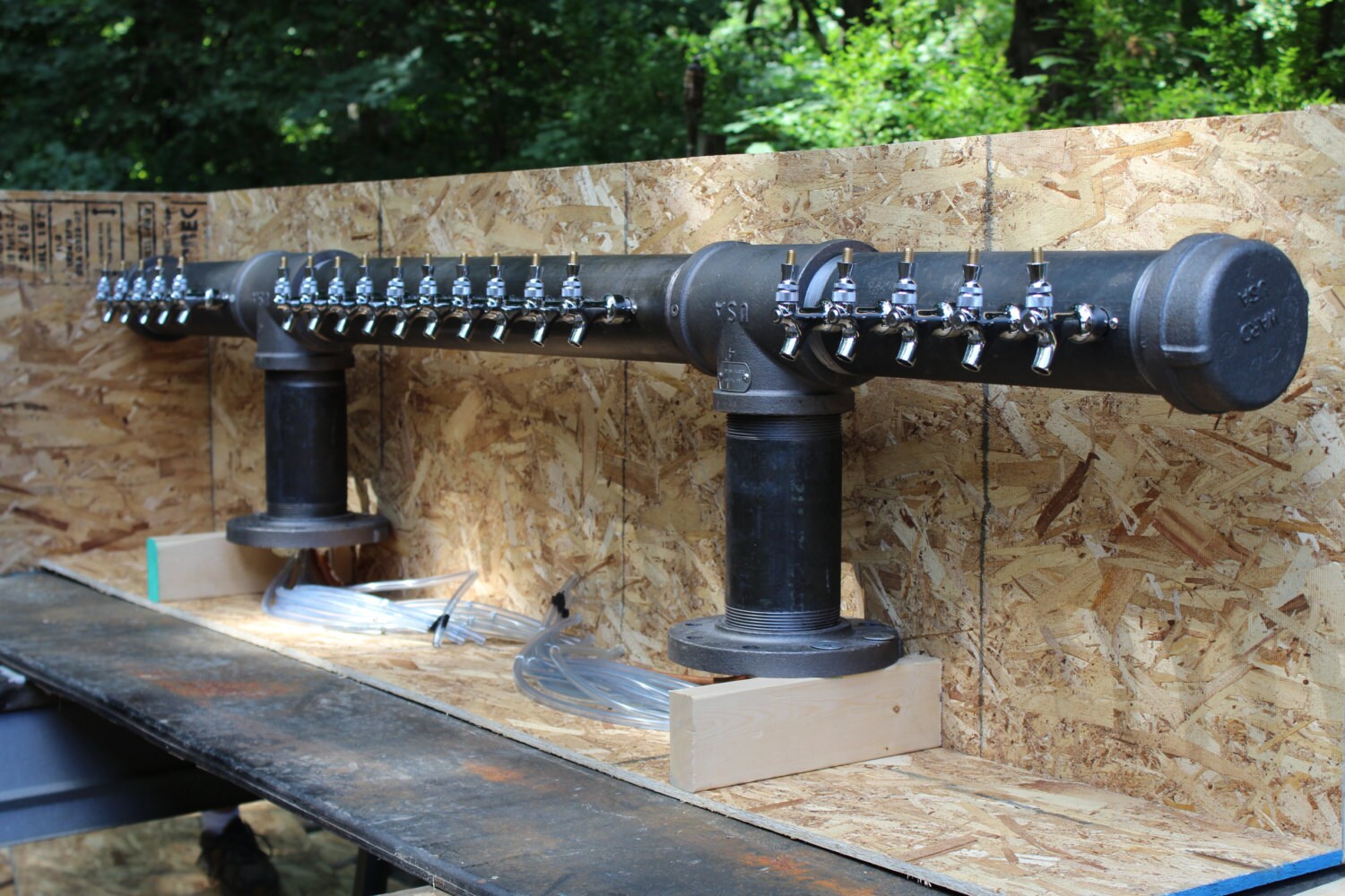 20 Tap Custom Draft Beer Tower Double T Style Black Iron Pipe Etsy